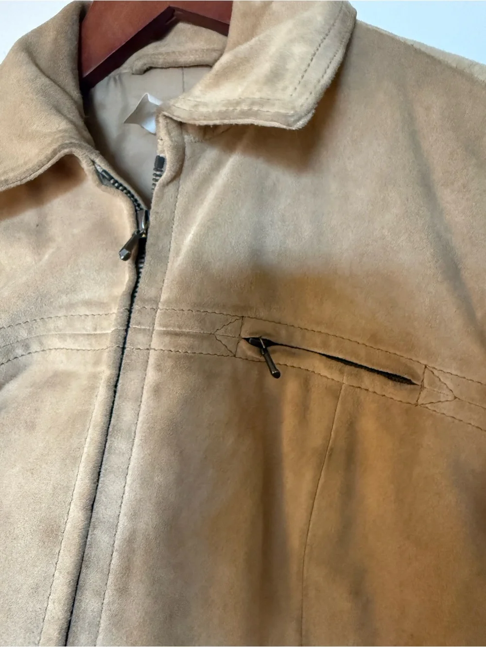 J.Crew Tan Suede Leather Zip Jacket XS Style 62065 Genuine Leather